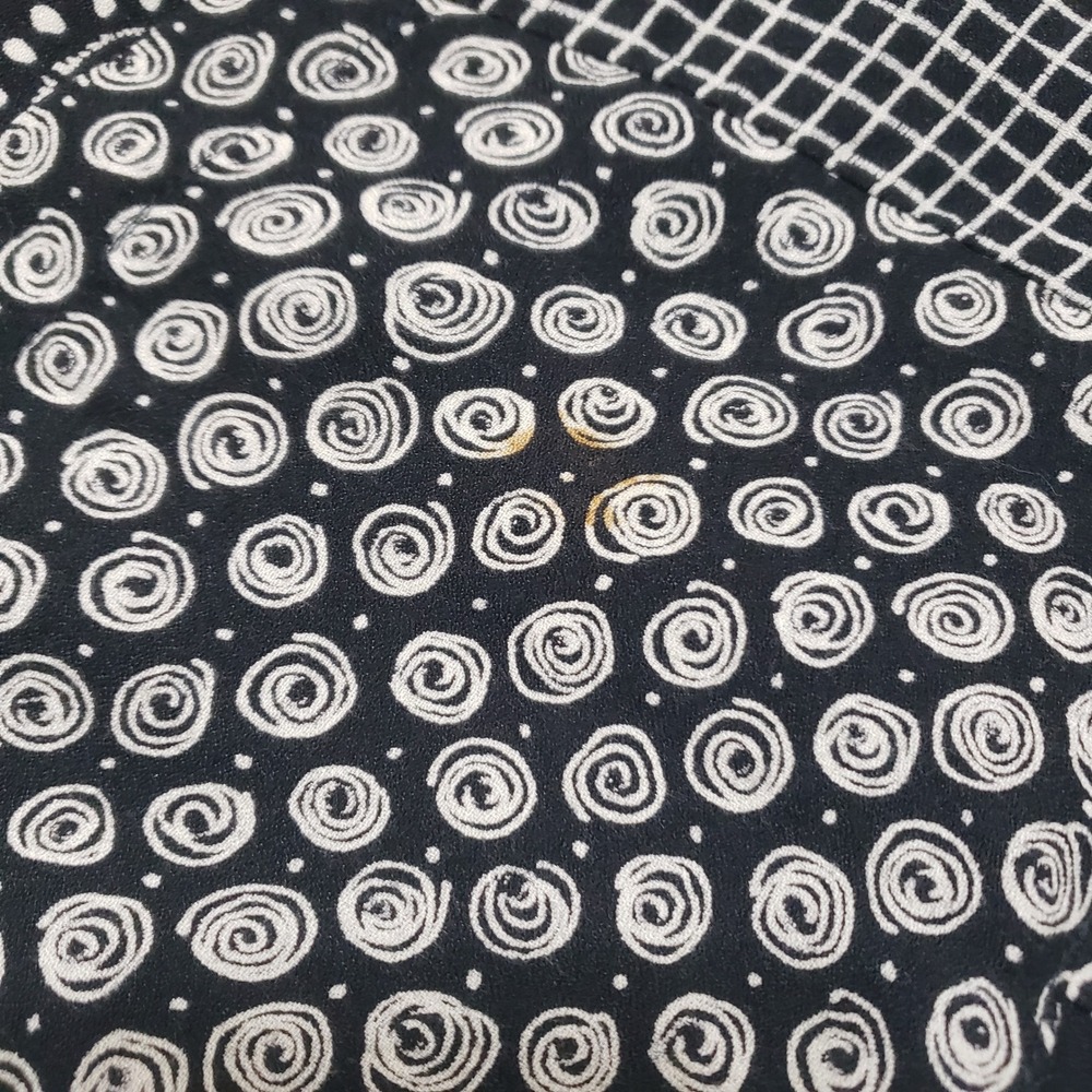 VTG Carole Little Mixed Print Patchwork Button Front Tunic Blouse Black White 14 - Picture 13 of 13